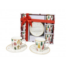 WHITE XMAS SET 6 TAZZINE CAFFE C/PIATTINO (4pz)